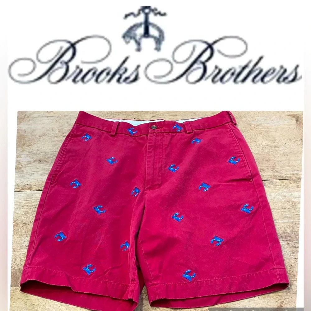 Brooks Brothers 346‎ Men’s Sz 34 Red Cotton Embroidered Crab Bermuda Shorts